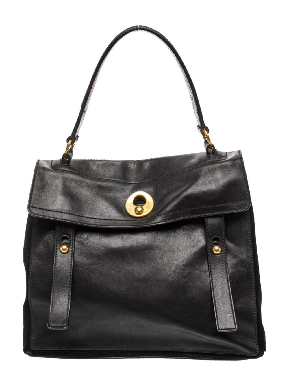 Yves Saint Laurent Muse Two Black and Gold Leather Bag